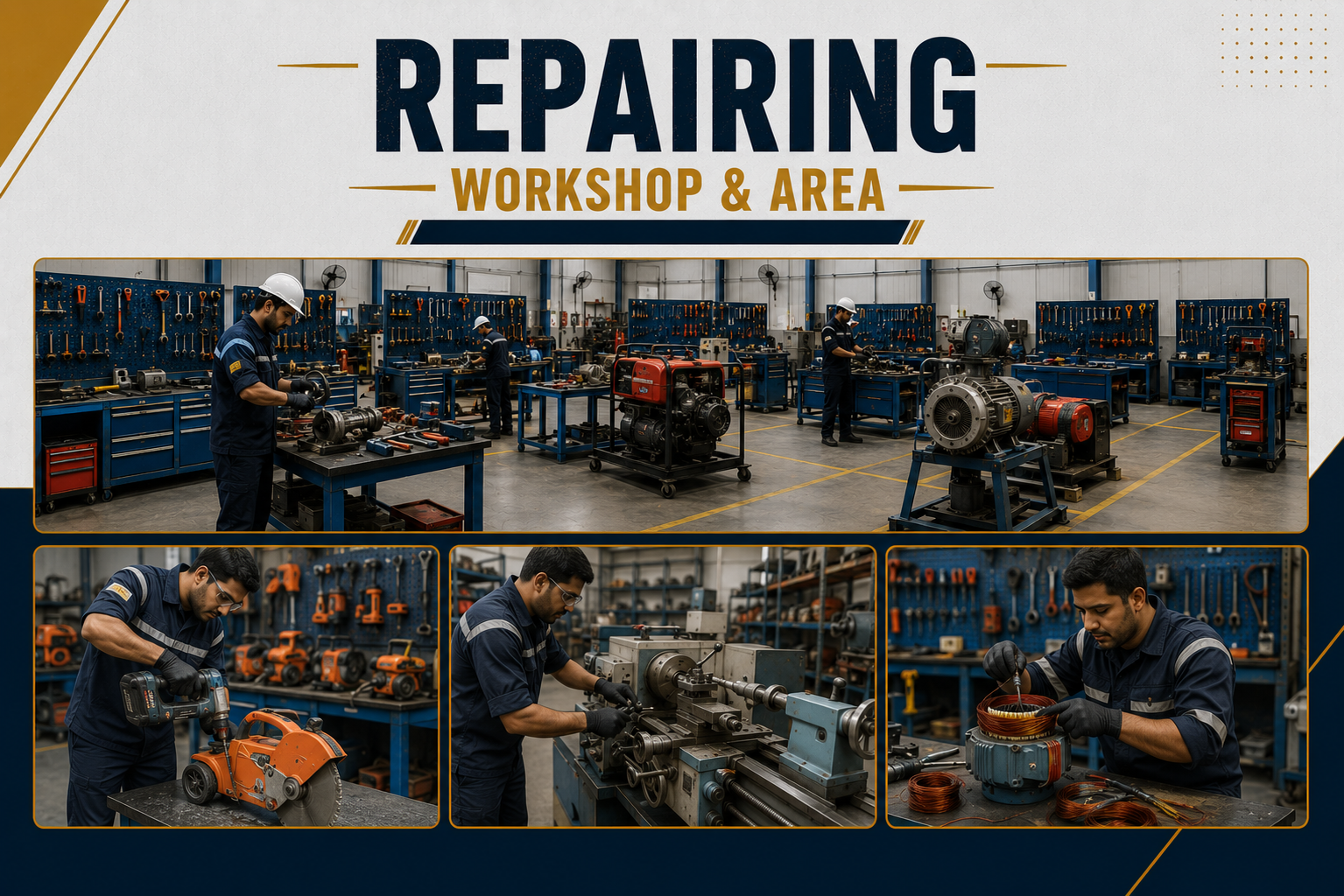 Professional repairing workshop and equipment maintenance area
