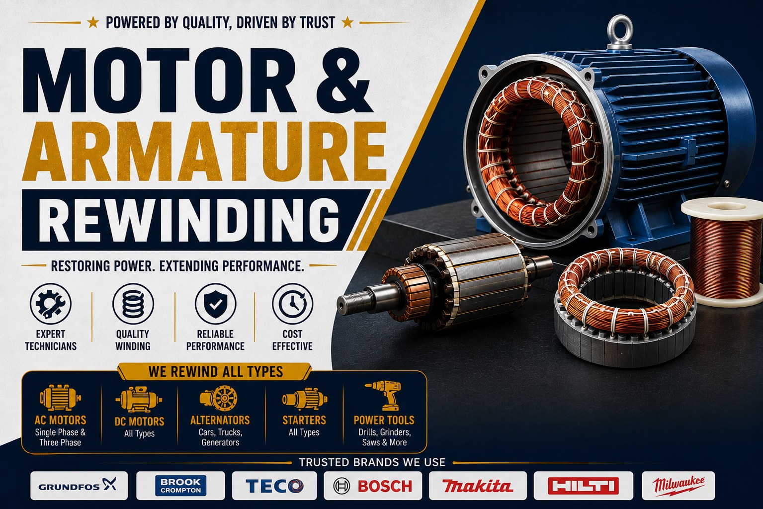 Motor and armature rewinding service in Jeddah Saudi Arabia