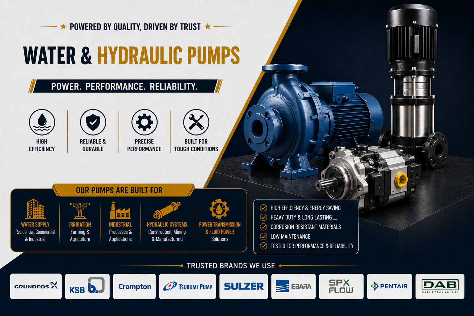 Water pump and hydraulic pump repair service in Jeddah