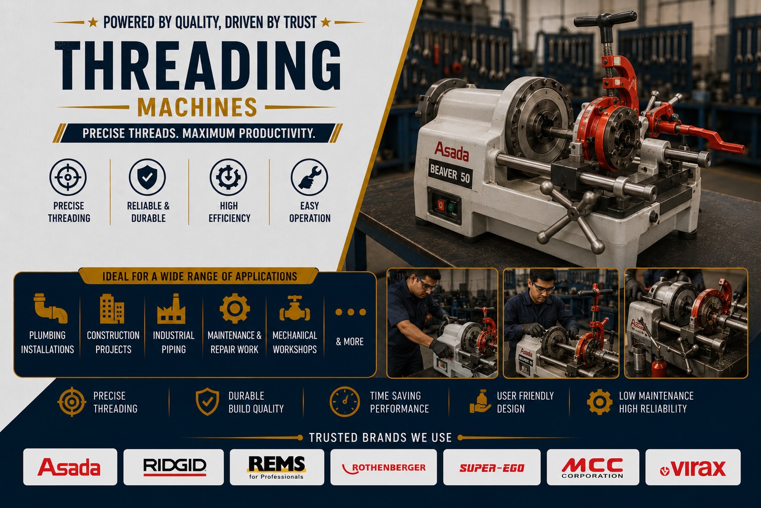 Pipe threading machine repair and maintenance service